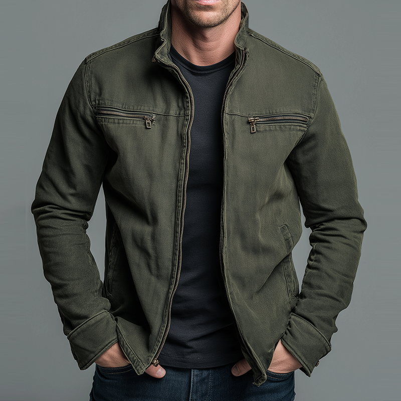 Cazel | Chaqueta de algodón vintage con cierre de cremallera