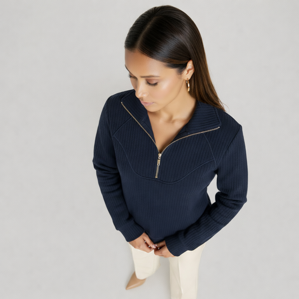 Helene | Sweater Cuello en V con Cierre