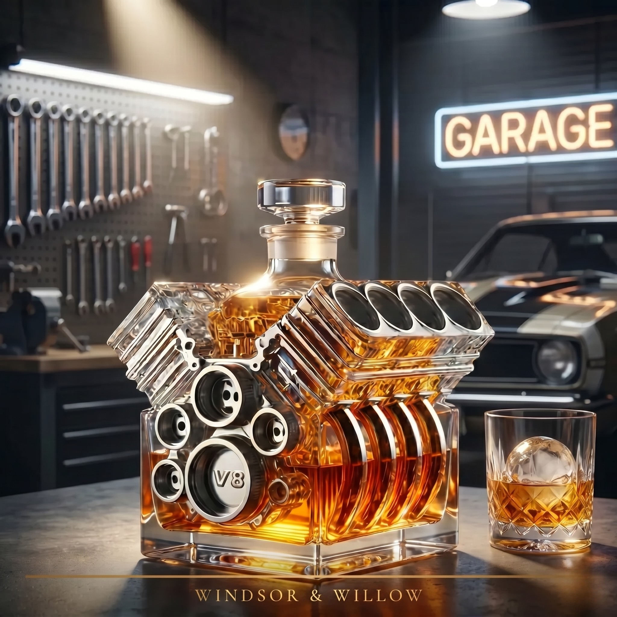Edición Motor V8 - Licorera de Cristal
