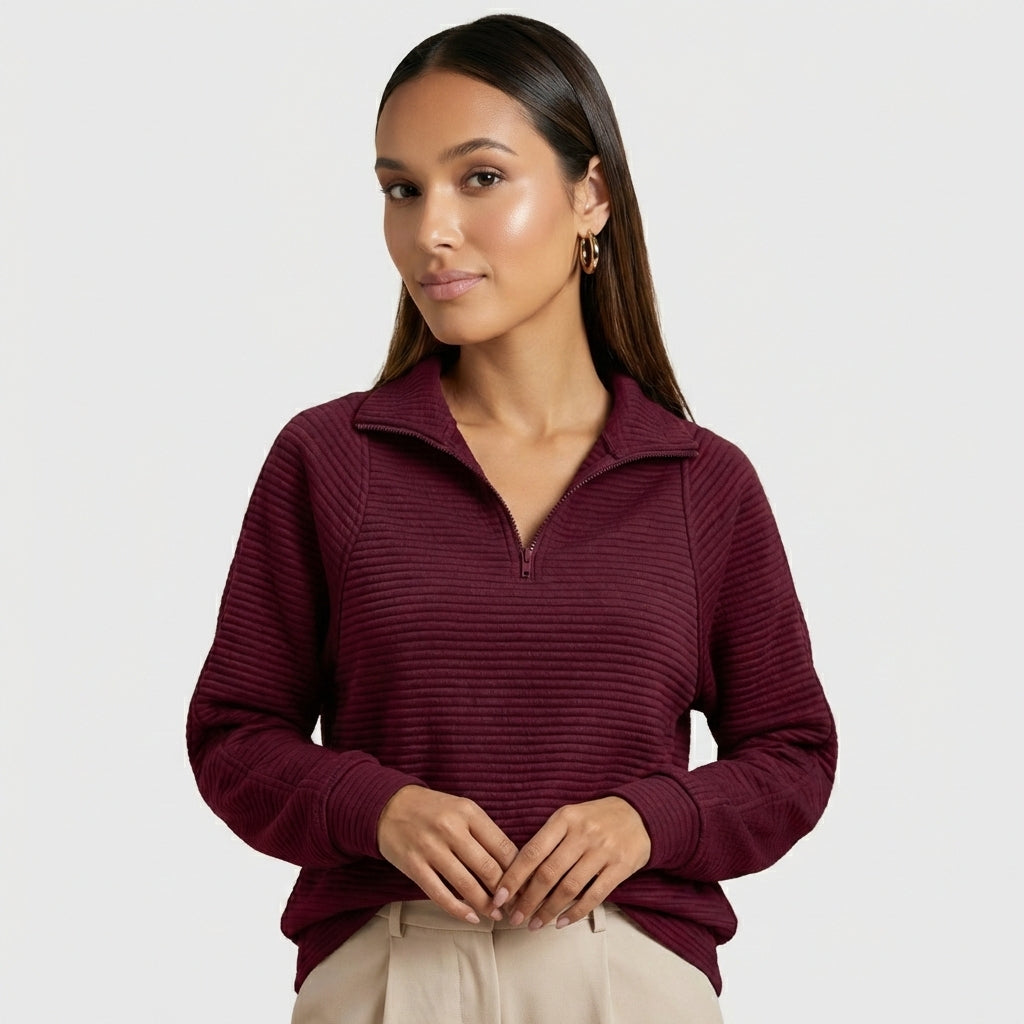 Helene | Sweater Cuello en V con Cierre