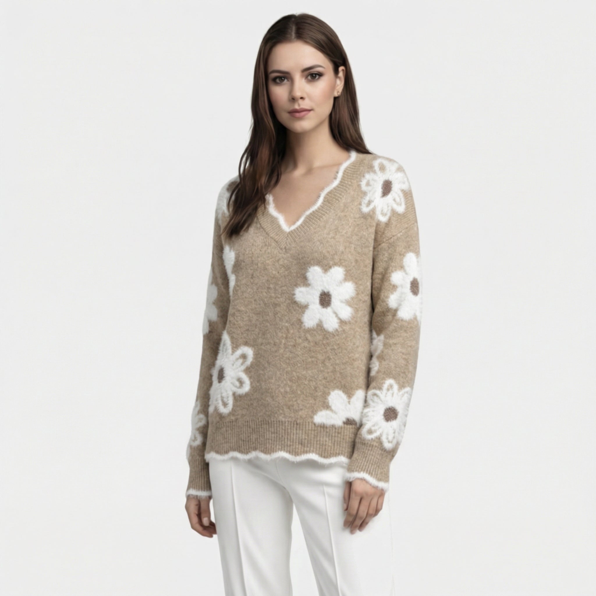 Thea | Sweater Floral Blanco