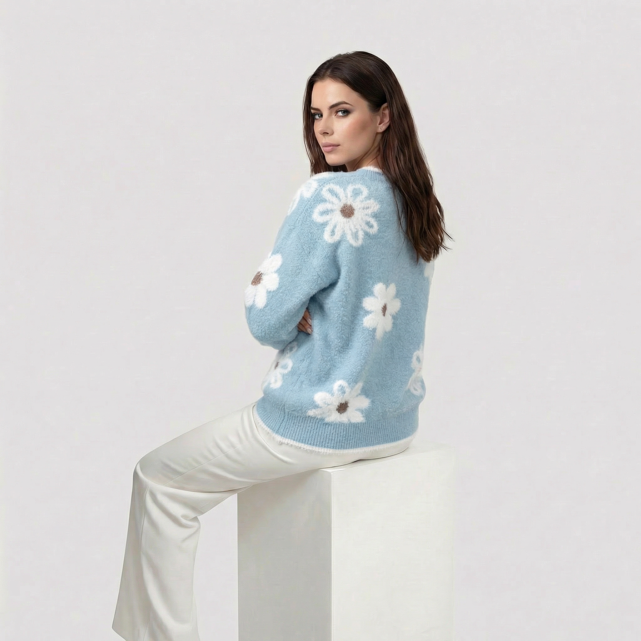 Thea | Sweater Floral Blanco
