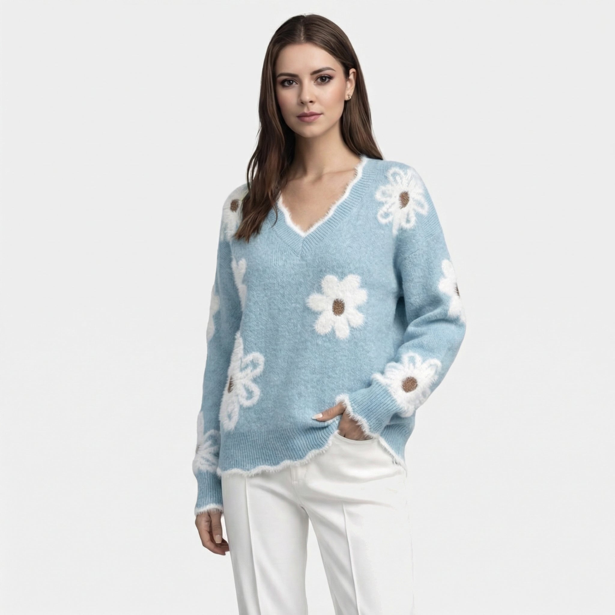 Thea | Sweater Floral Blanco