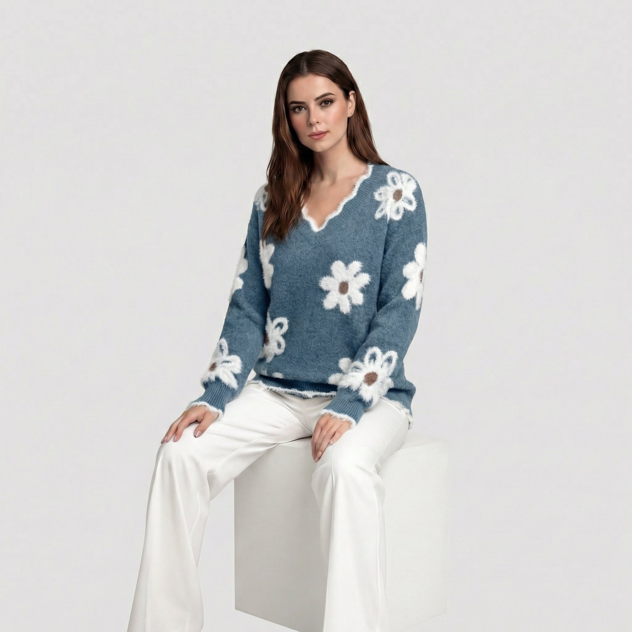 Thea | Sweater Floral Blanco