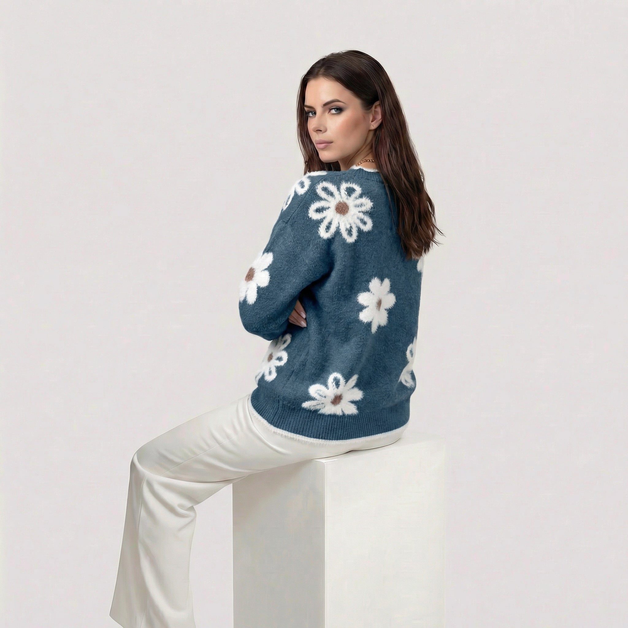 Thea | Sweater Floral Blanco