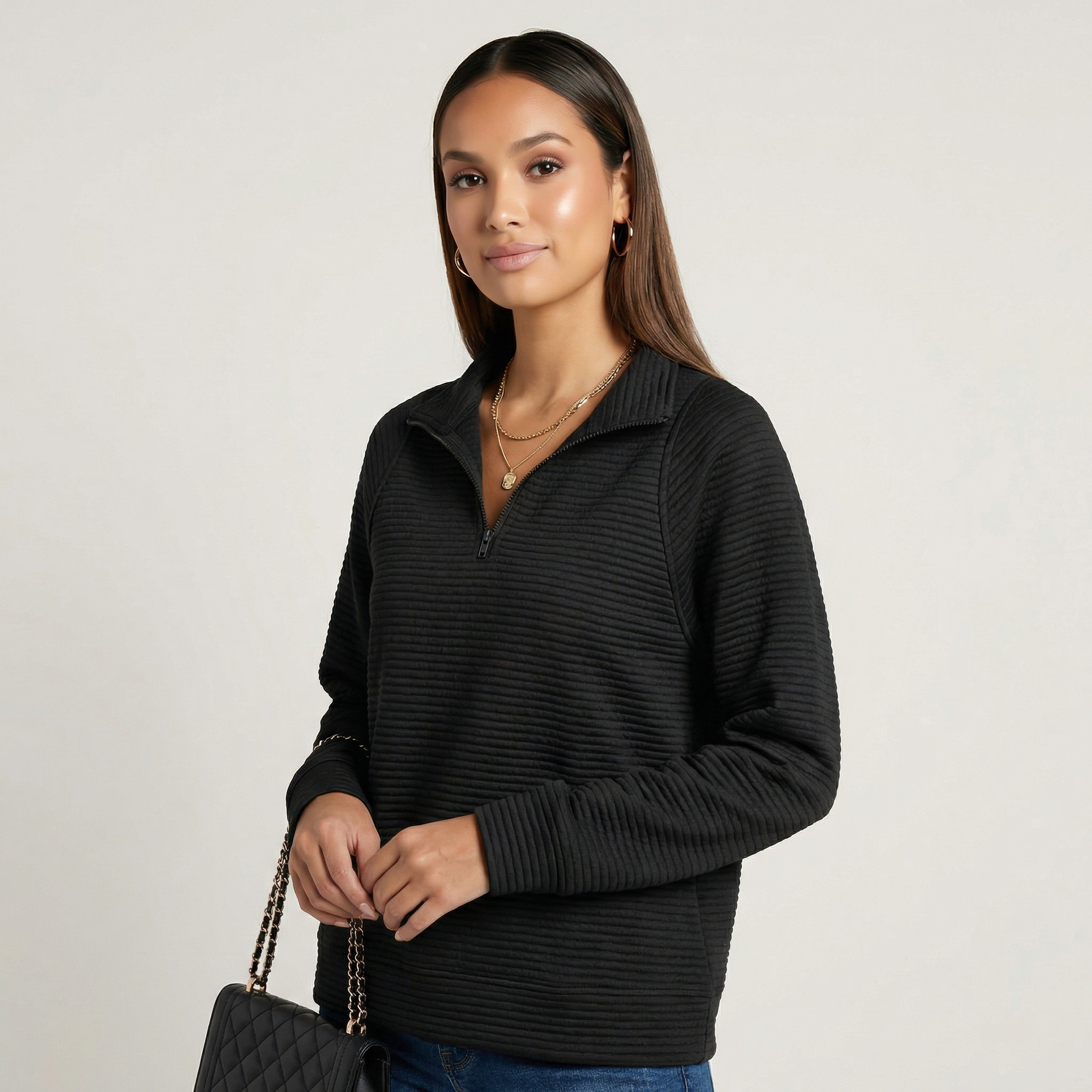 Helene | Sweater Cuello en V con Cierre